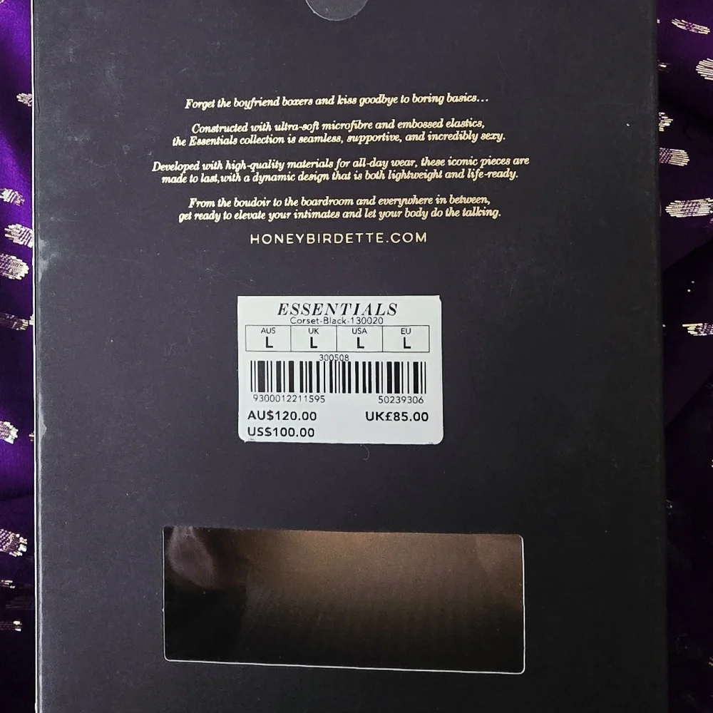 Honey🍯 Burdette NIB Essentials HTF Black 🖤 Corset, Size L - Picture 3 of 10